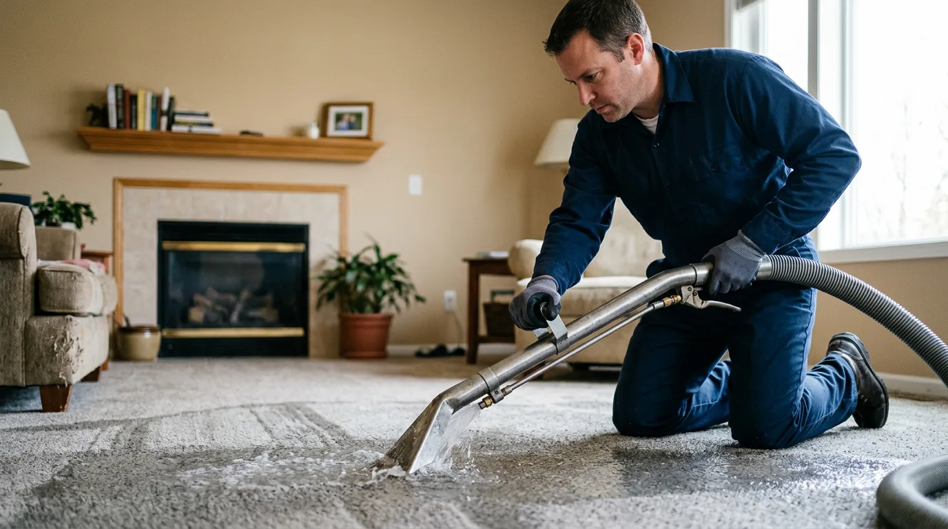 Water damage restoration technician working near Kewaunee, WI